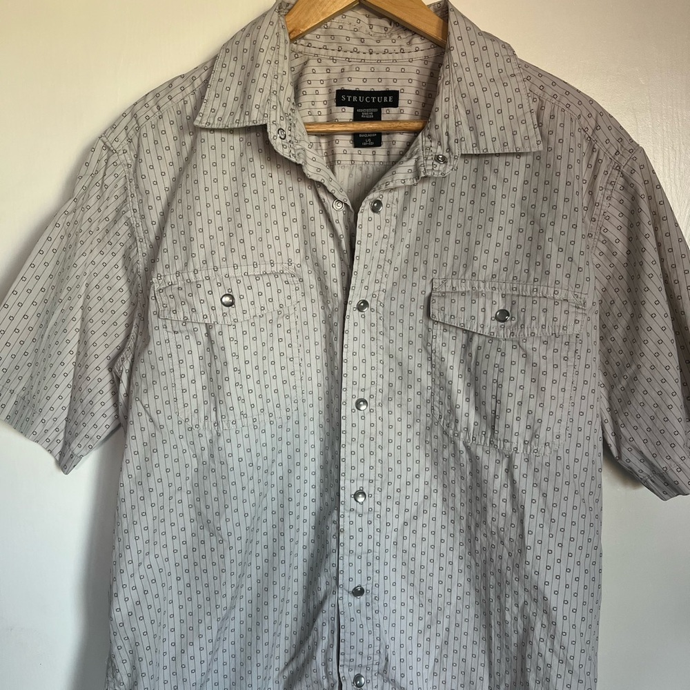 Structure Gray Casual Button Down Shirt